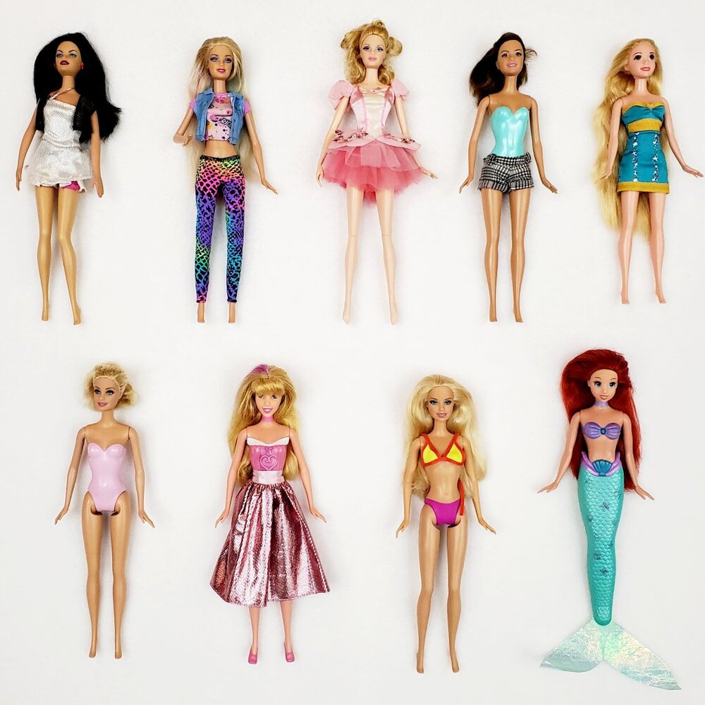 9 BARBIE Vintage & Modern 12" Dolls & Clothes Lot Bundle Blonde Brunette Mattel